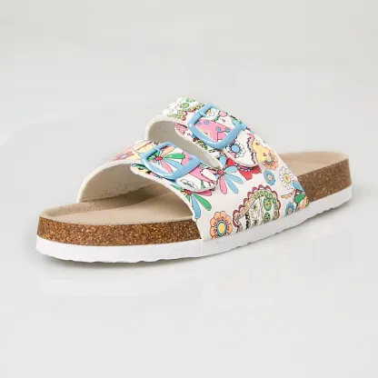 Women’s Adjustable Double Buckle Cork Footbed Orthopedic Slide Sandals