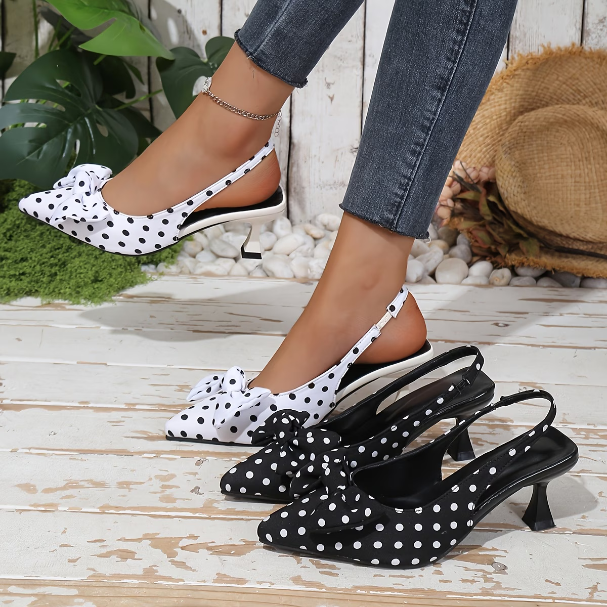 Women's Elegant and Graceful Polka Dot Bow Sandals