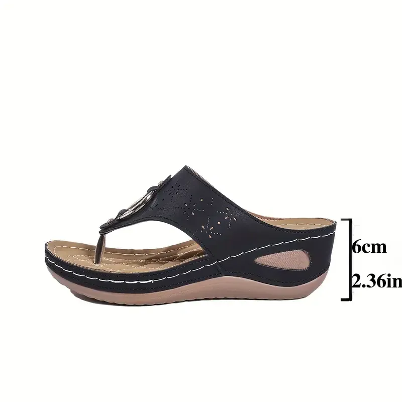 Women's Fashion Buckle Decor Wedge Sandals Summer Beach Shoes