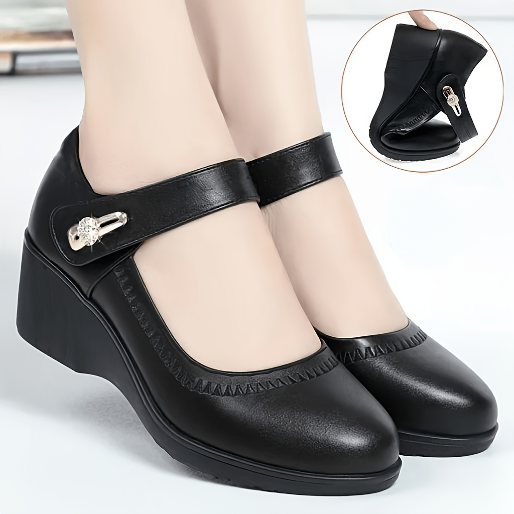 Women's Vintage & Elegant Leather Wedge Shoes for All-Day Wear