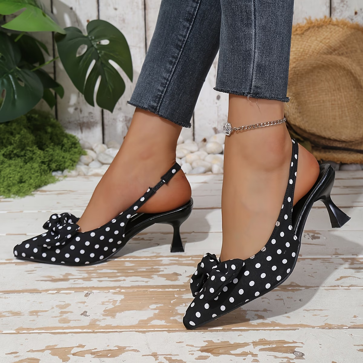 Women's Elegant and Graceful Polka Dot Bow Sandals