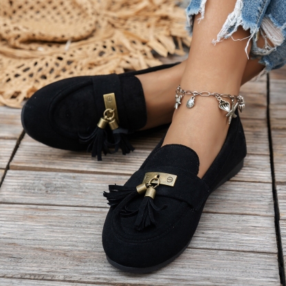 Women's Tassel Flat Loafers Slip-On Walking Shoes