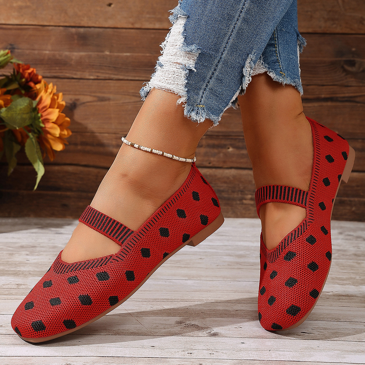 Women’s Polka Dot Mary Jane Flat Shoes