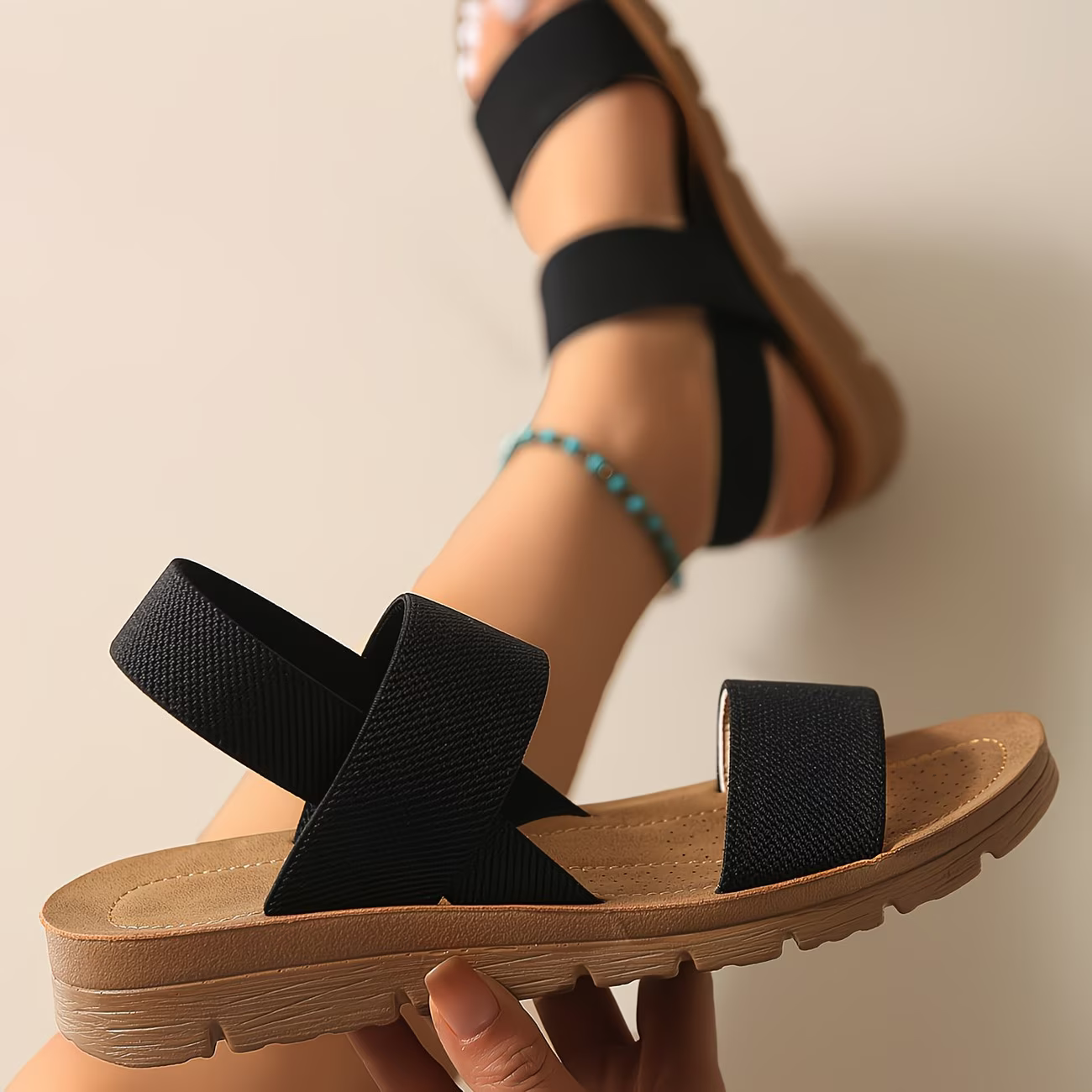 Women's Soft & Comfortable Elastic Band Non-Slip Sports Sandals Beach Shoes