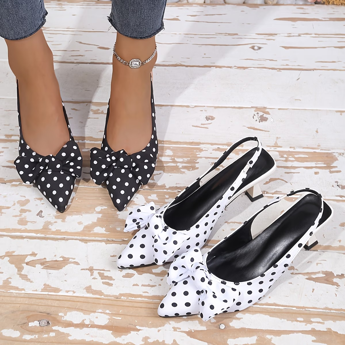 Women's Elegant and Graceful Polka Dot Bow Sandals