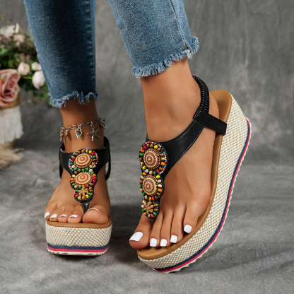 Women's fashionable and comfortable elastic versatile thick-soled sandals Flip Flops