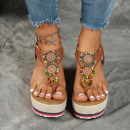 Women's fashionable and comfortable elastic versatile thick-soled sandals Flip Flops