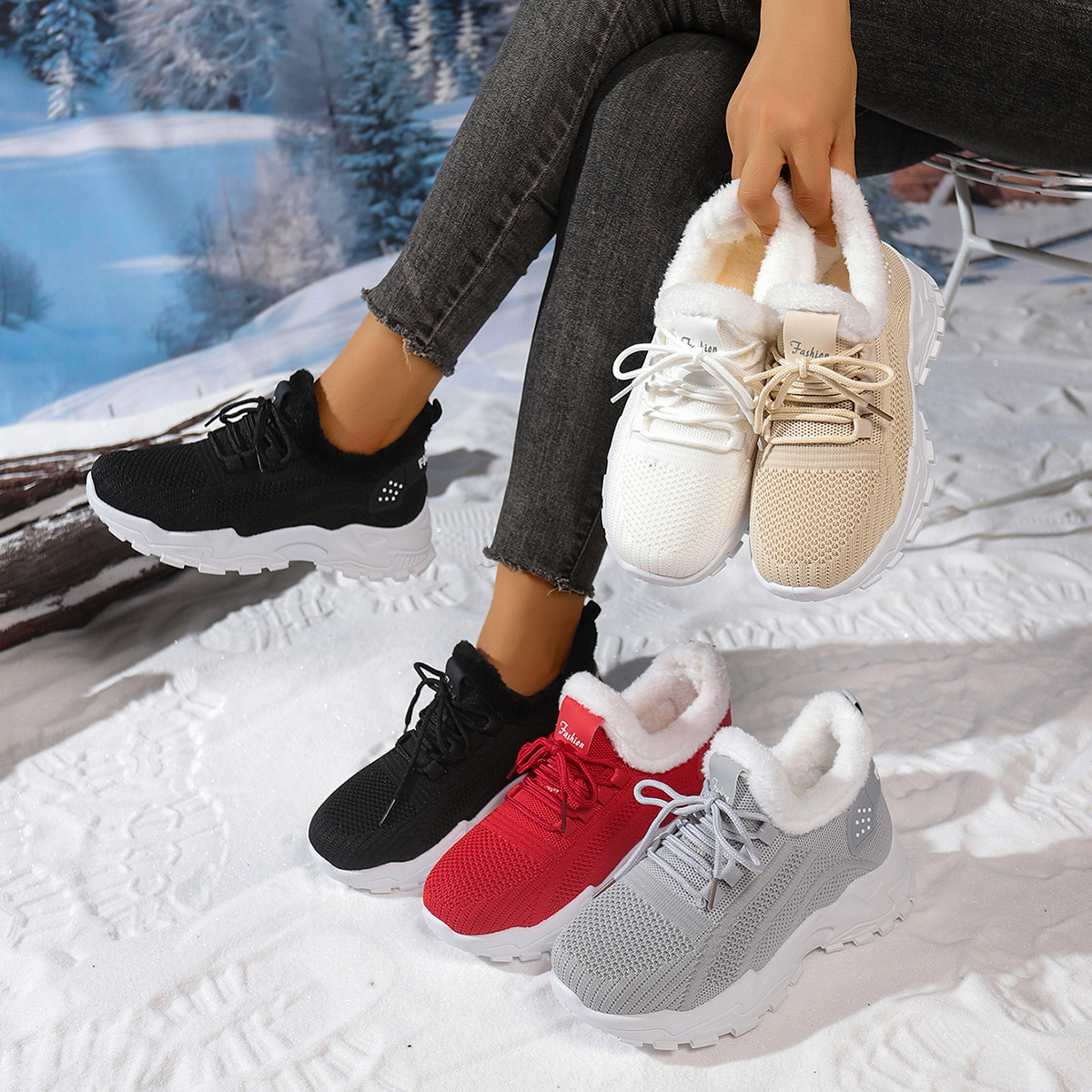 Women's Cozy Warm Non-slip Sneakers for Outdoor Travel, Shopping & Casual Wear