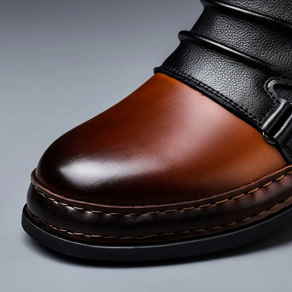 Men's Vintage Leather Biker Ankle Boots