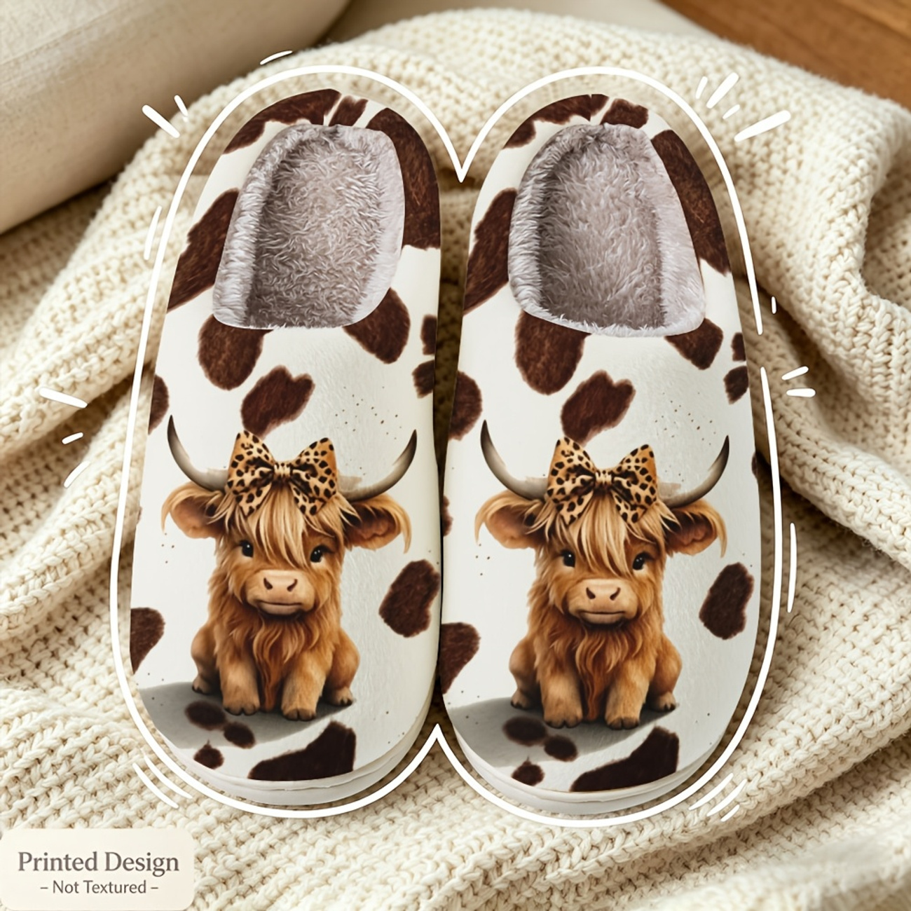 Women's Adorable Highland Cow Non-Slip Mule Slippers