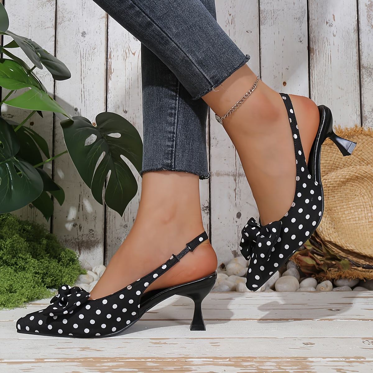 Women's Elegant and Graceful Polka Dot Bow Sandals