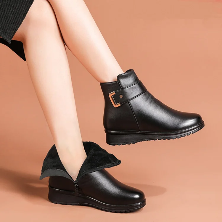 Women's Fashion Warm Non-Slip Durable Black Ankle Boots