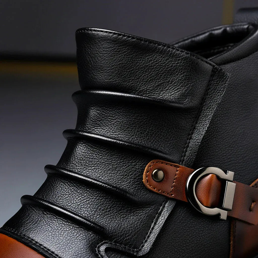 Men's Vintage Leather Biker Ankle Boots