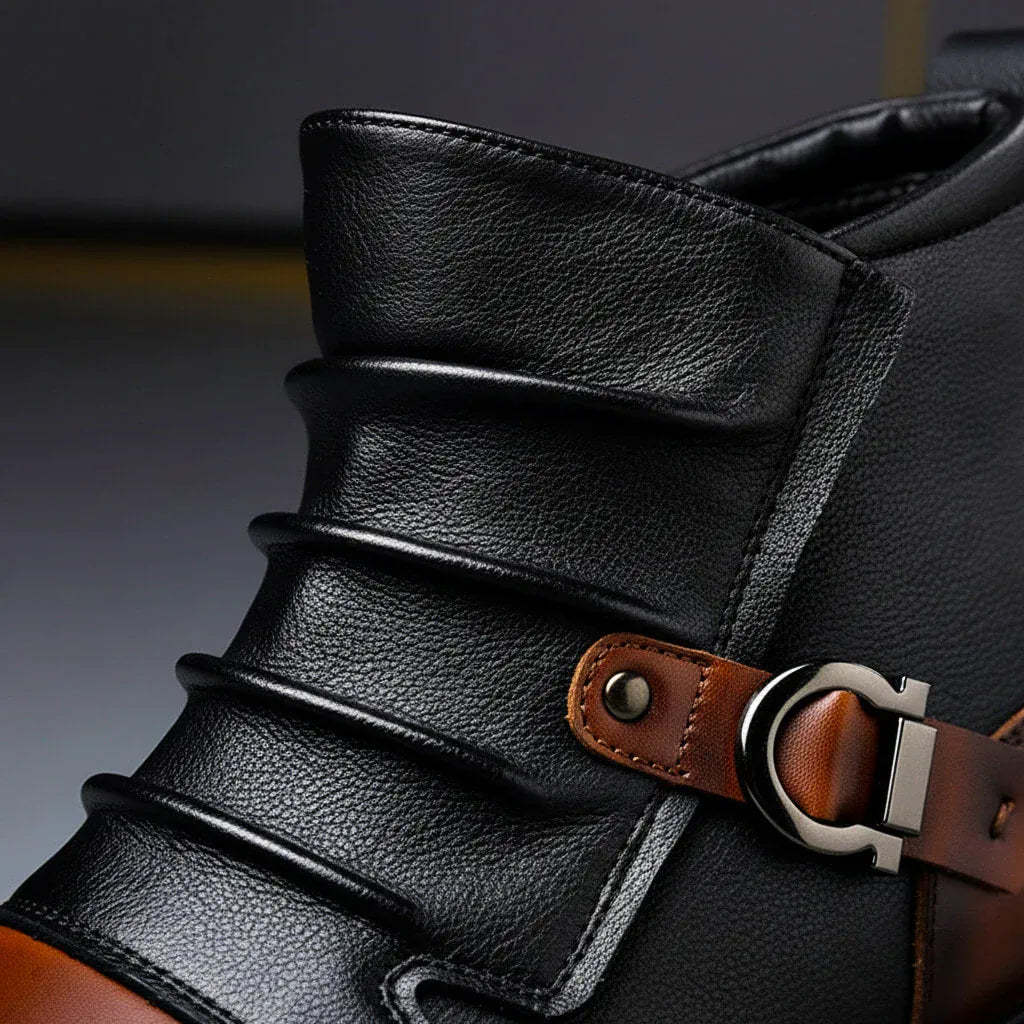 Men's Vintage Leather Biker Ankle Boots