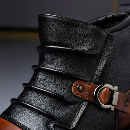 Men's Vintage Leather Biker Ankle Boots