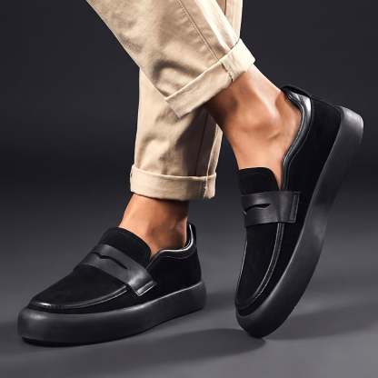 Men's Comfortable Thick Platform Slip‑On Penny Loafers Everyday Shoes