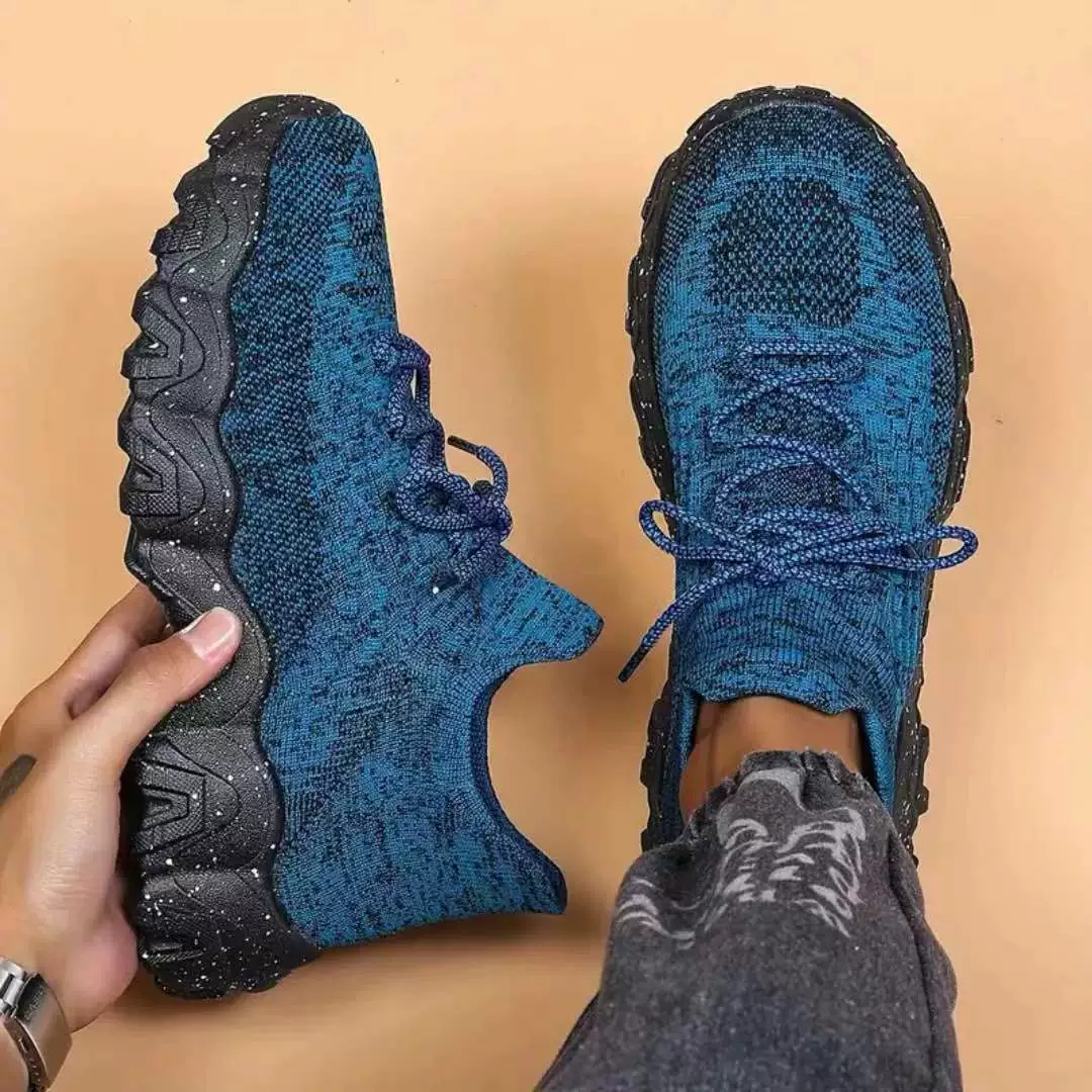 Women's Breathable Stretch Knit Thick Sole Slip‑On Trainers Walking Shoes