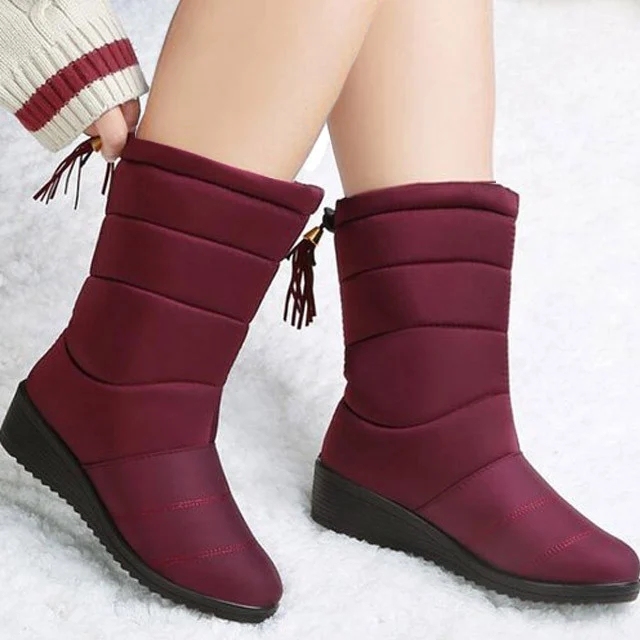 Women's Warm Non-slip Waterproof Winter Wedge Snow Boots
