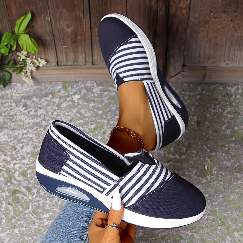 Women's Comfort Striped Slip-On Sneakers