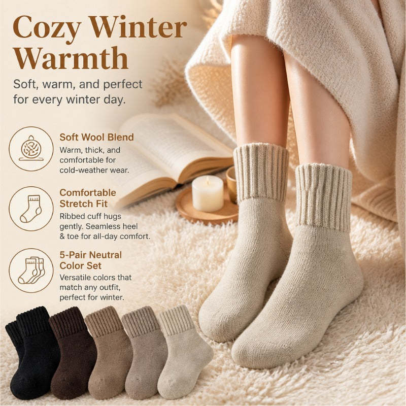 Thick Warm Wool Winter Socks, Stretchy Fit for Wide & Swollen Feet