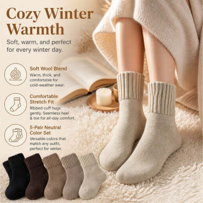 Thick Warm Wool Winter Socks, Stretchy Fit for Wide & Swollen Feet