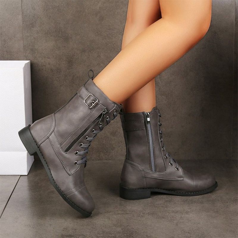 Women's Waterproof Durable Non-Slip Leather Combat Ankle Boots