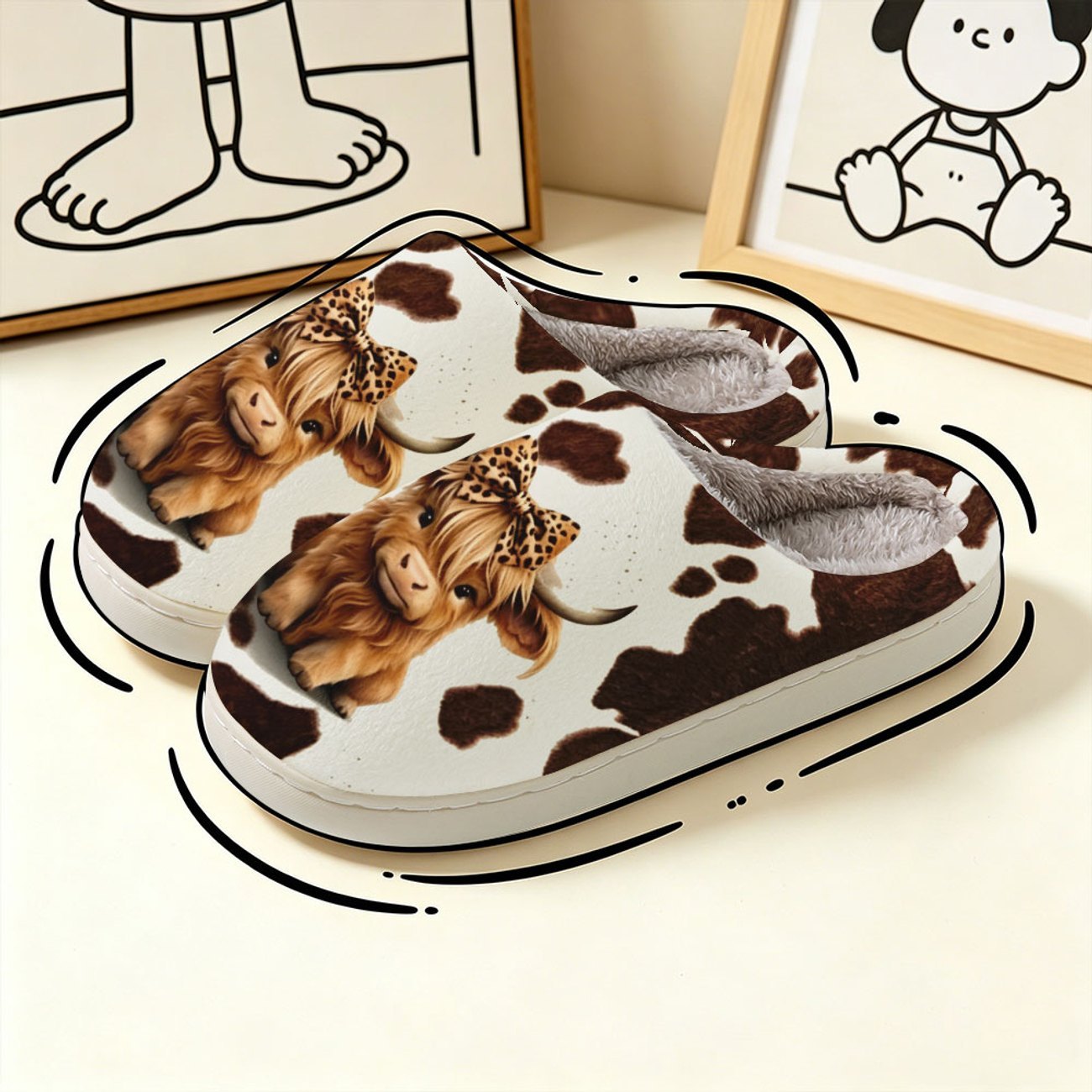 Women's Adorable Highland Cow Non-Slip Mule Slippers