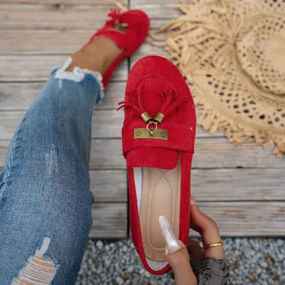 Women's Tassel Flat Loafers Slip-On Walking Shoes