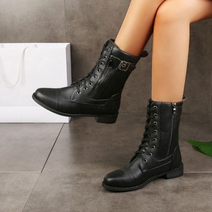 Women's Waterproof Durable Non-Slip Leather Combat Ankle Boots