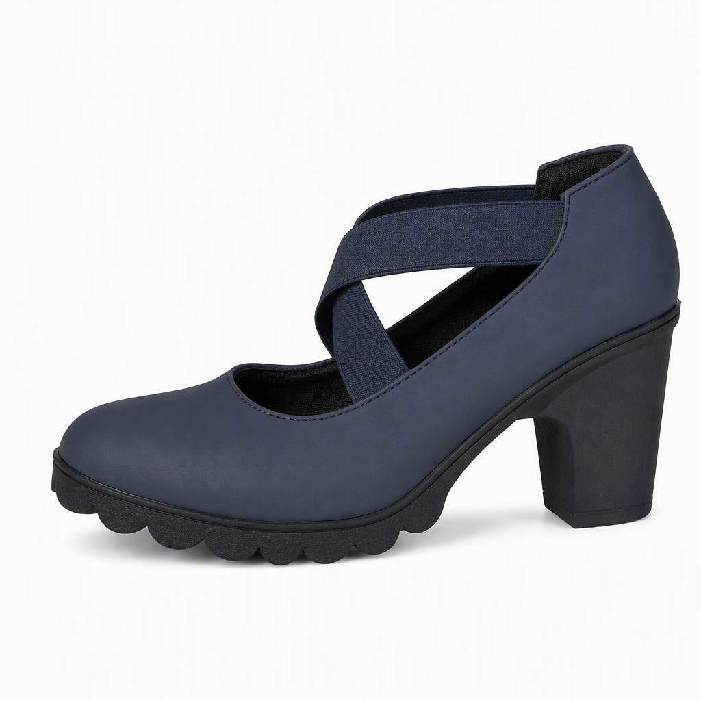 Women's Stable Comfortable Elastic Strap Block‑Heel Mary Jane Shoes Non‑Slip Platform Dress Shoes for Office & Daily Wear