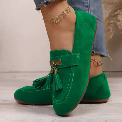 Women's Tassel Flat Loafers Slip-On Walking Shoes