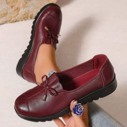 Women's Comfortable Bow‑Detail Loafers Slip‑On Shoes