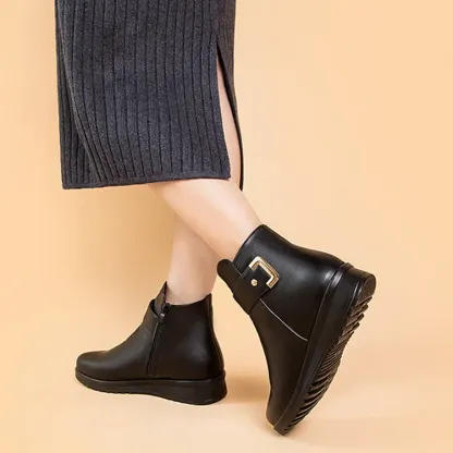 Women's Fashion Warm Non-Slip Durable Black Ankle Boots