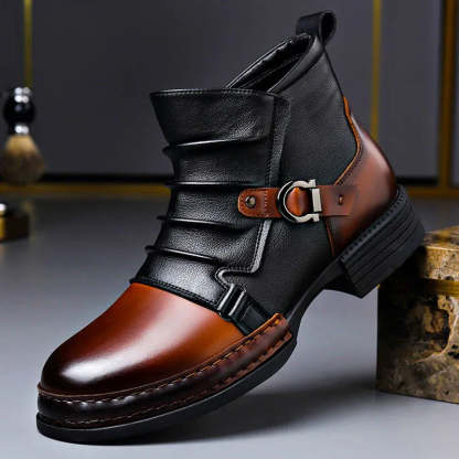 Men's Vintage Leather Biker Ankle Boots