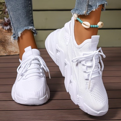 Women's Lightweight & Comfortable Mesh Lace-Up Fly-Woven Sneakers Running Shoes