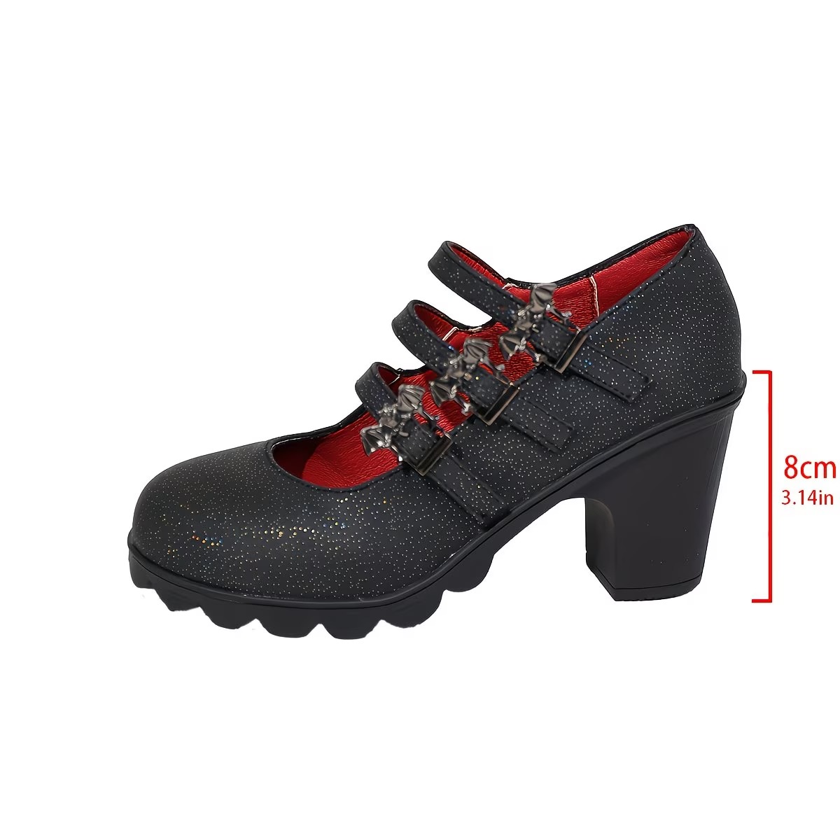 Latest Women's Sparkling Bat Buckle Chunky Heel Sandals Shoes for Stage, Campus, Banquet