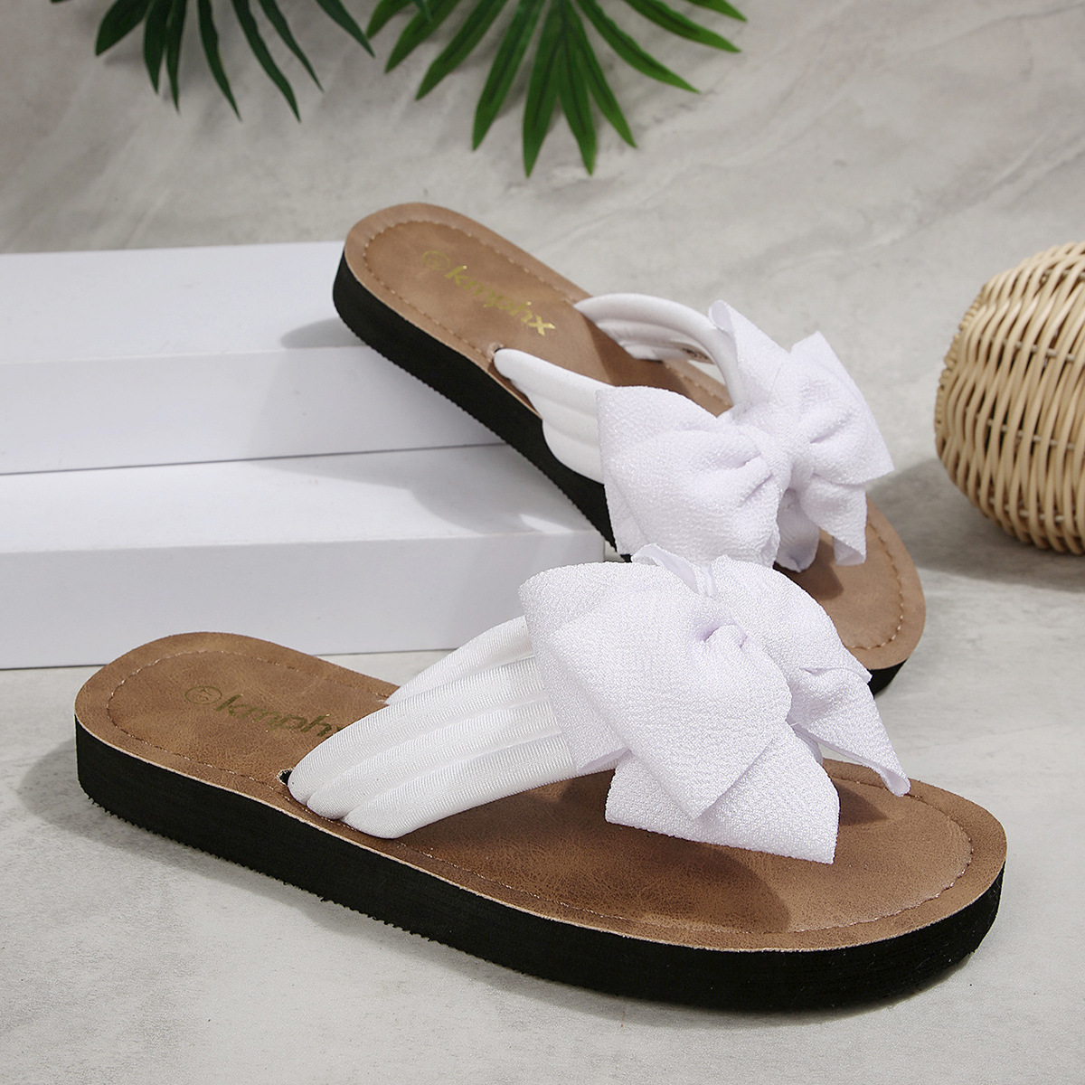 Women's Soft & Cute Bow Decor Flip Flops Thong Sandals