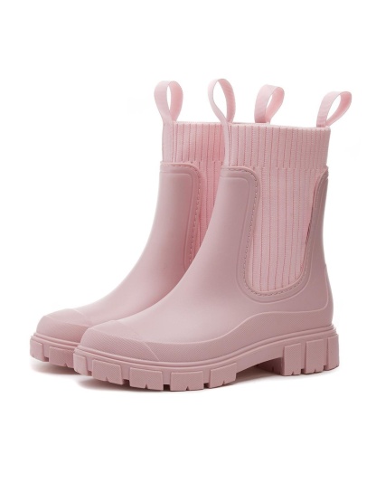 Women's Solid Color Waterproof Rain Boots