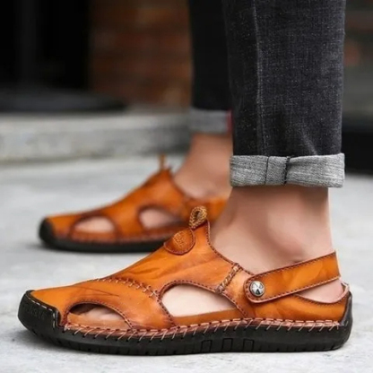 🔥LAST DAY 50% OFF - Men's Large Size Soft Leather Breathable Outdoor Beach Sandals Slippers