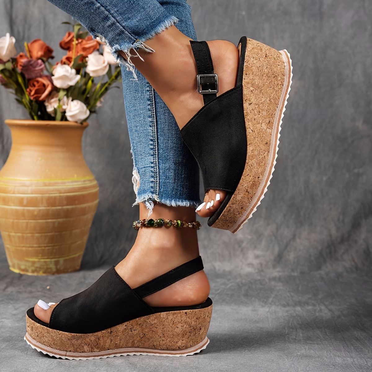 🔥LAST DAY PROMOTION 50% OFF - WOMEN'S LEATHER PLATFORM WEDGE ORTHOPEDIC SANDALS
