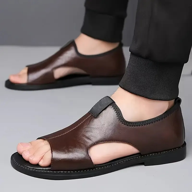 🔥LAST DAY 50% OFF - Men's Large Size Soft Leather Breathable Outdoor Beach Sandals Slippers