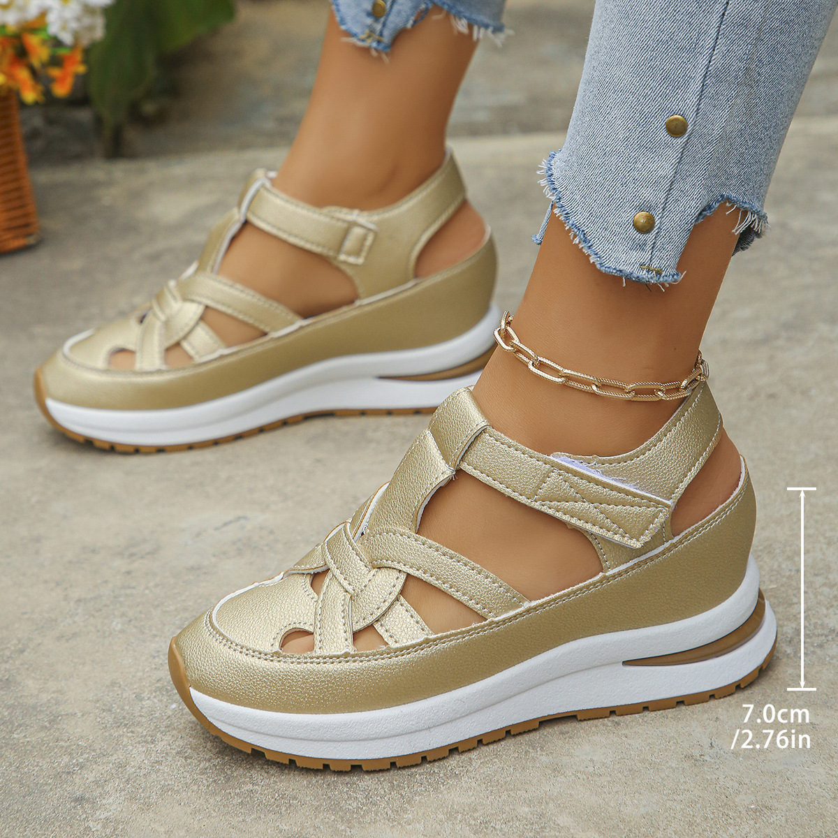 Women's Hollow Out Breathable Platform Wedge Sandals Sneakers