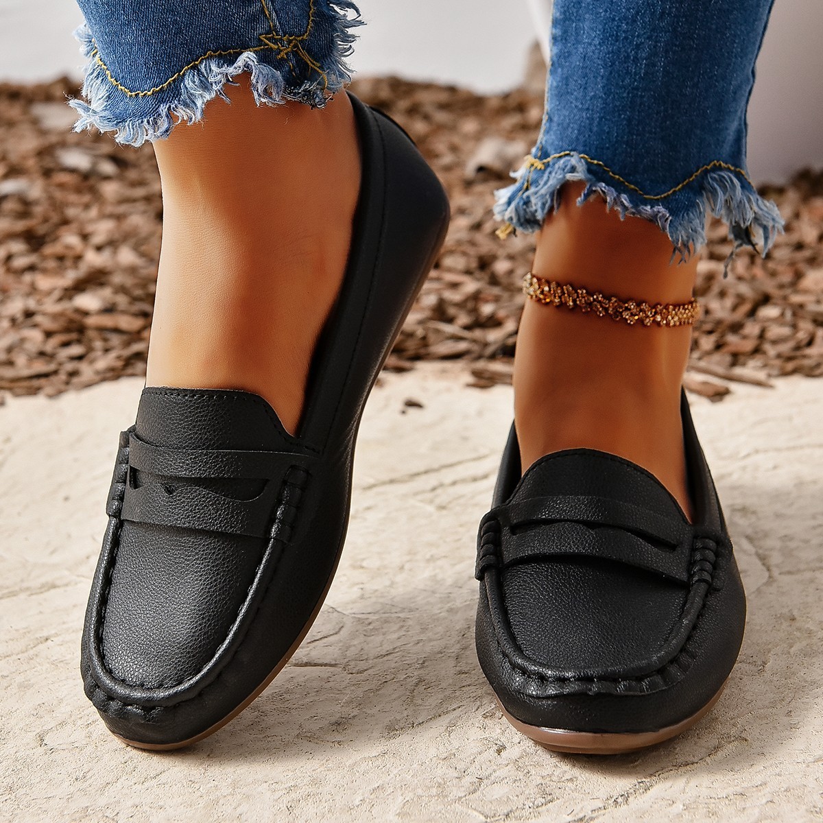 Comfortable Walking Flat Leather Loafers