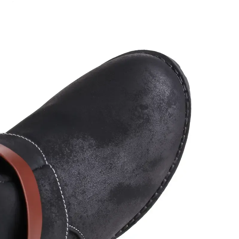 Women's Vintage Leather Zipper High Snow Boots