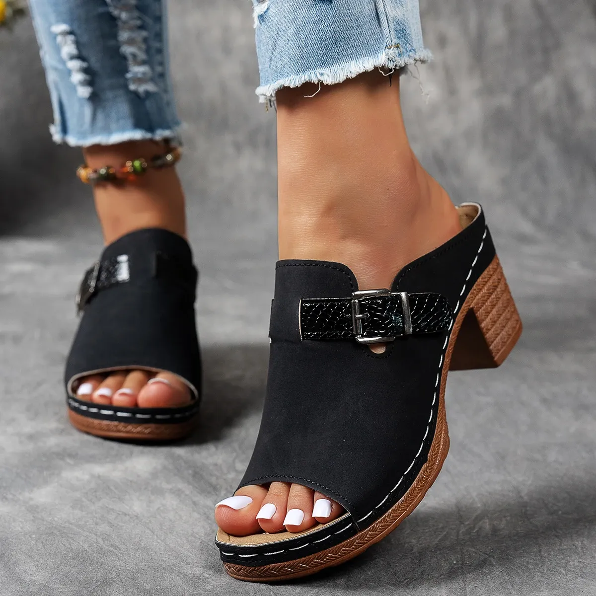 🔥LAST DAY PROMOTION 50% OFF - WOMEN'S LEATHER PLATFORM WEDGE ORTHOPEDIC SANDALS