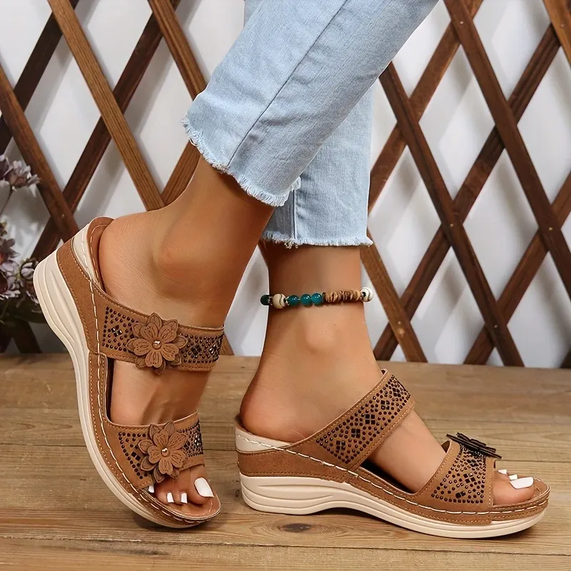 🔥LAST DAY PROMOTION 50% OFF - Women's Floral and Rhinestone Wedge Sandals