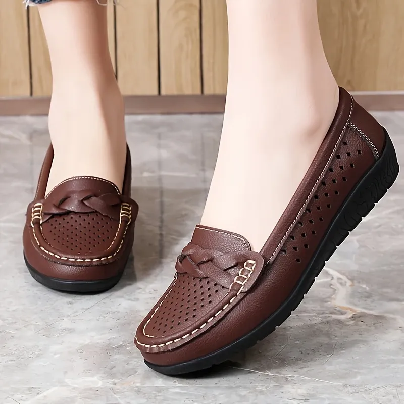 Comfortable Walking Flat Leather Loafers