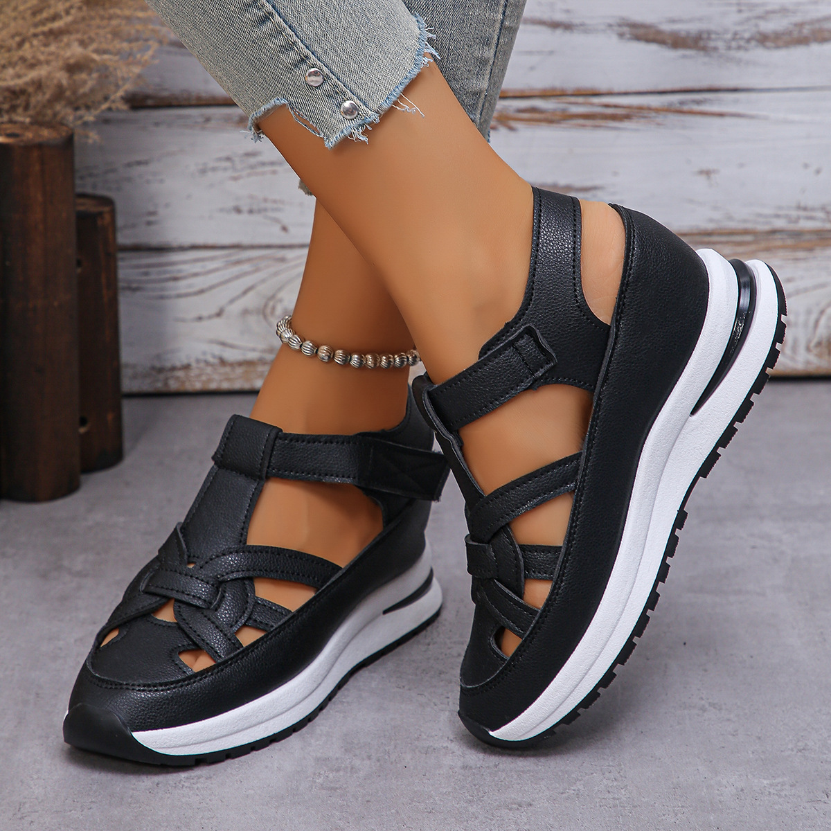 Women's Hollow Out Breathable Platform Wedge Sandals Sneakers