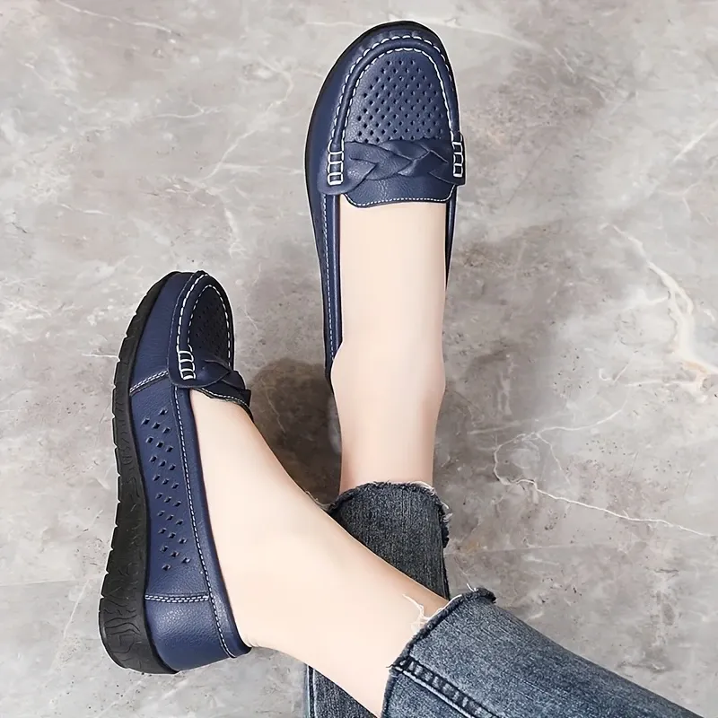 Comfortable Walking Flat Leather Loafers