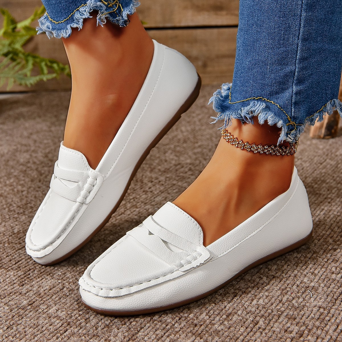 Comfortable Walking Flat Leather Loafers